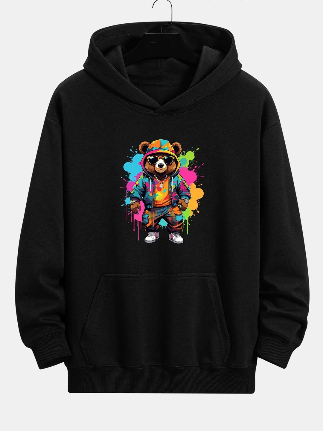David | Sudadera con capucha con estampado de oso en tinta y corte relajado