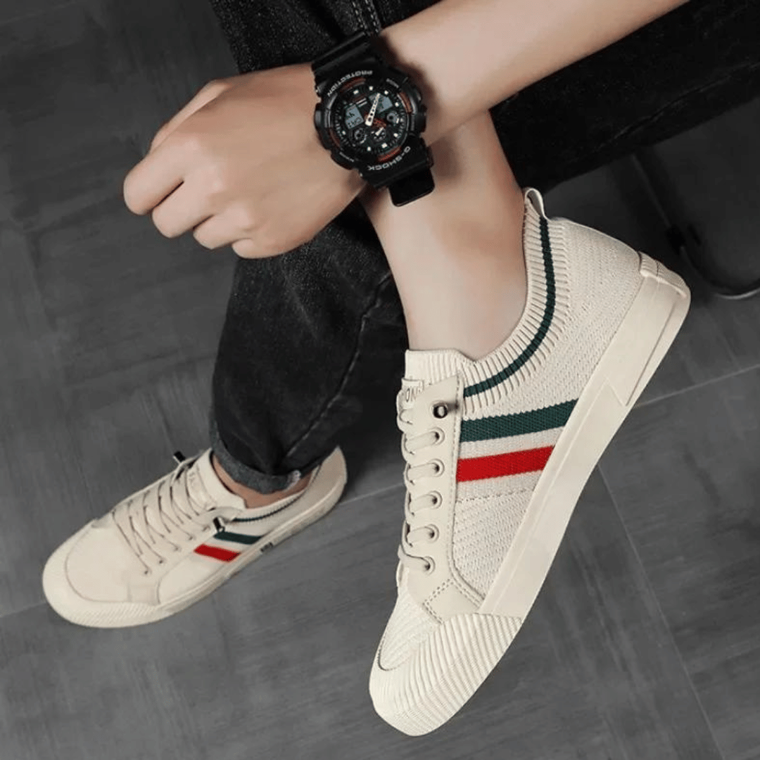Domingo | Zapatillas de punto con franjas en contraste