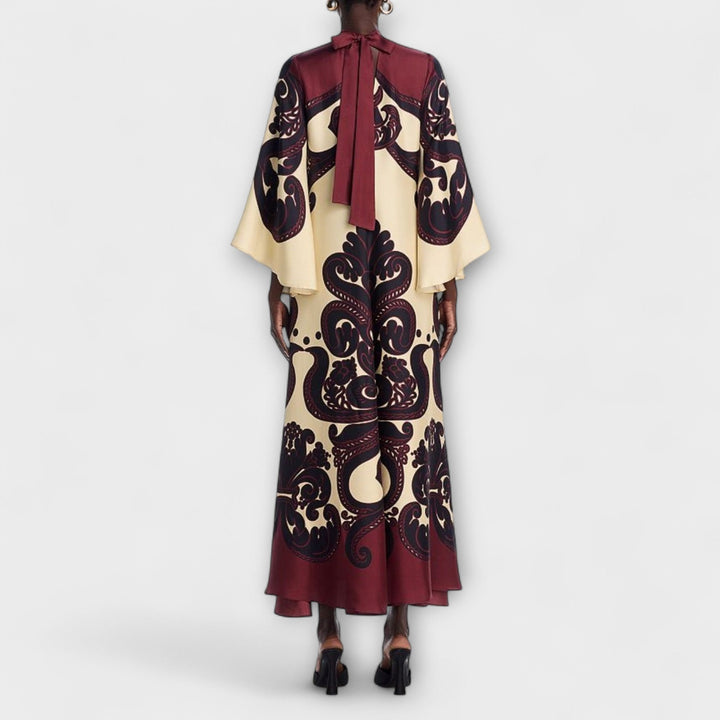 Paz | Vestido maxi con estampado en tonos oscuros