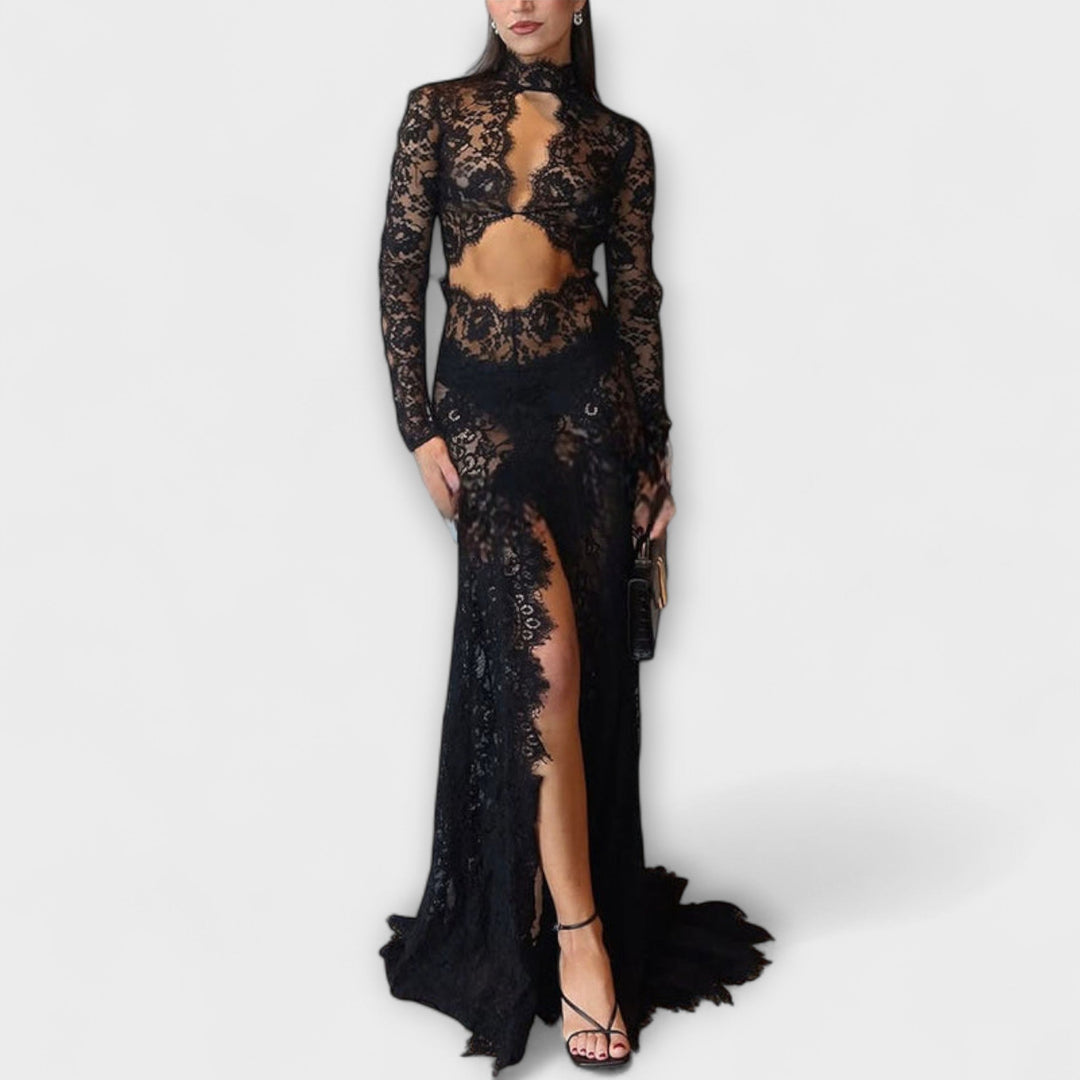 Nerea | Vestido maxi de encaje con manga larga