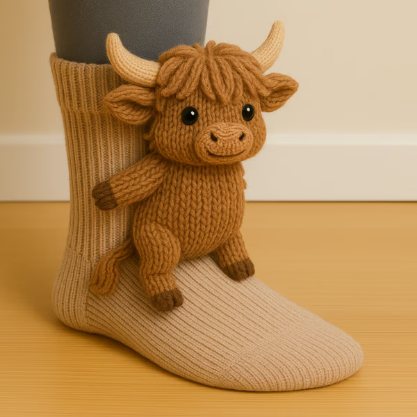 Elena | Calcetines con peluche de vaca highland