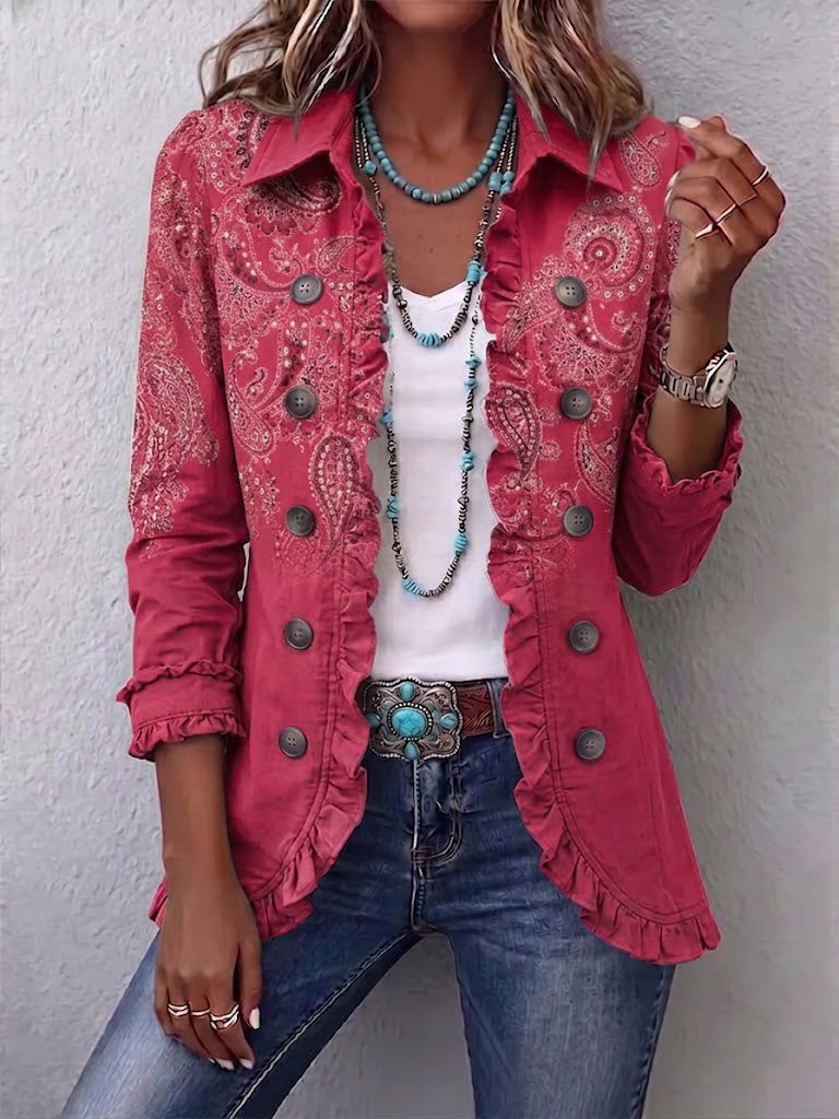 Elena | Chaqueta vintage paisley con volantes