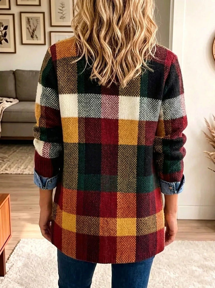 Elisa | Chaqueta vaquera de cuadros y bloques de color