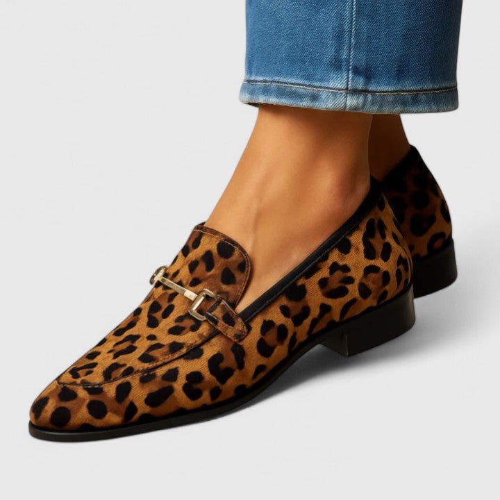 Encarna | Mocasines marrones con estampado de leopardo
