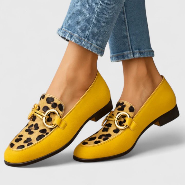 Estefanía | Mocasines amarillos con estampado animal