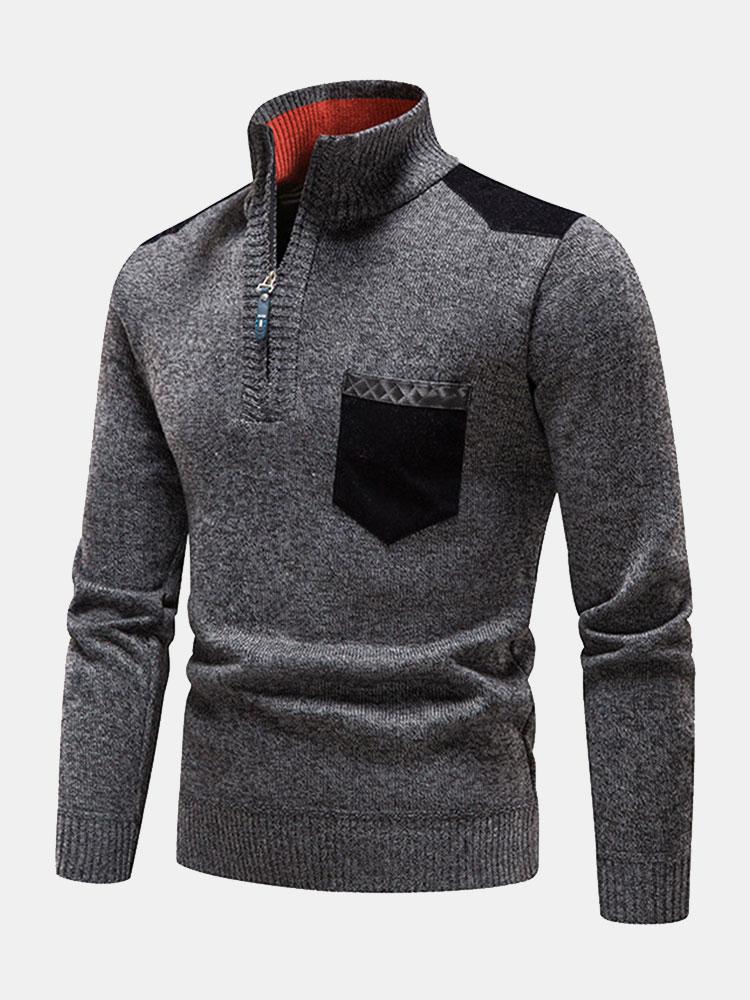 Evaristo | Jersey con bolsillo en contraste y media cremallera
