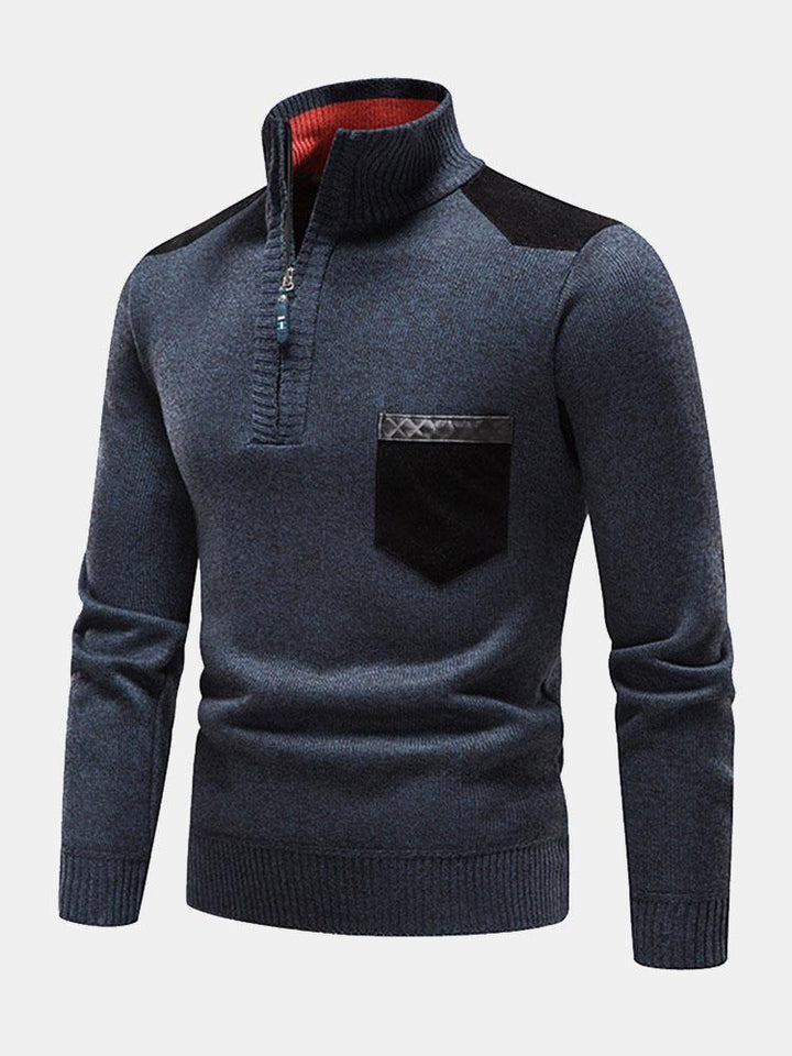 Evaristo | Jersey con bolsillo en contraste y media cremallera