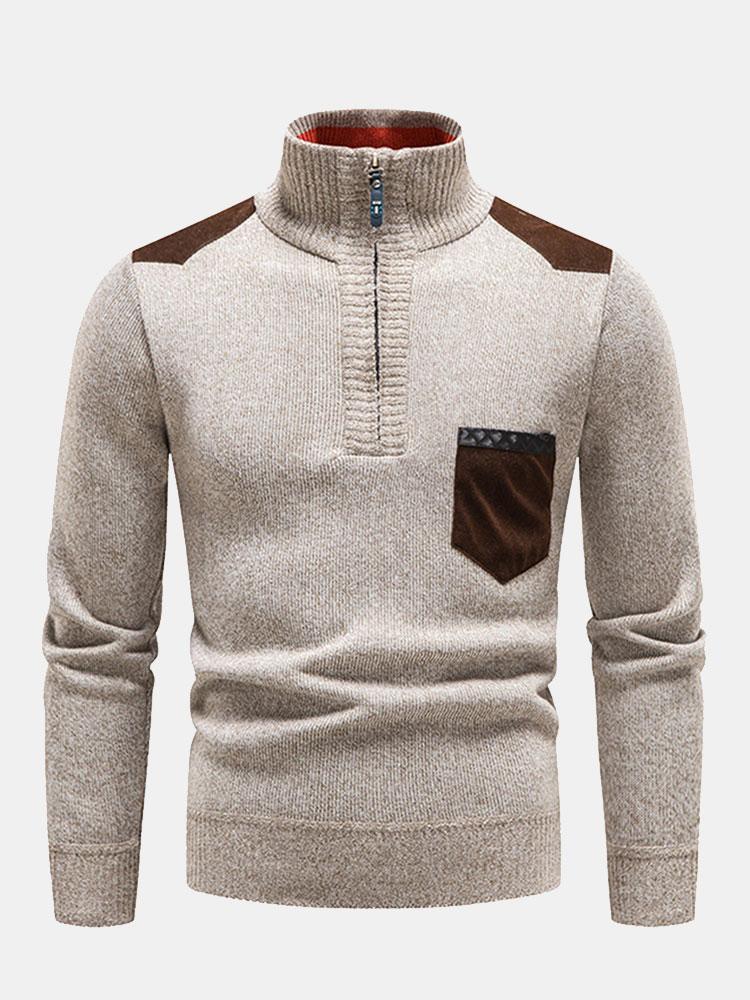 Evaristo | Jersey con bolsillo en contraste y media cremallera