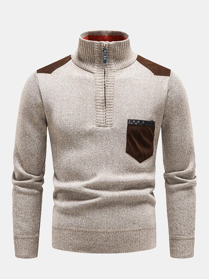Evaristo | Jersey con bolsillo en contraste y media cremallera