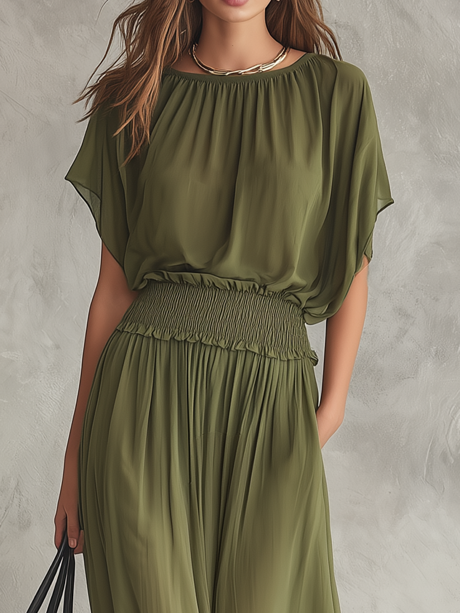 Brígida | Vestido largo con cintura fruncida