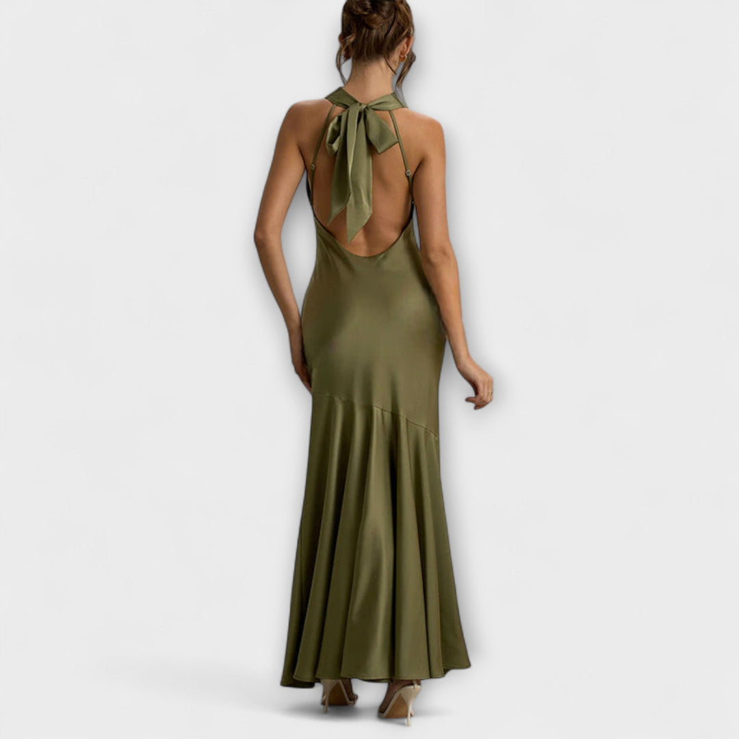 Matilde | Vestido maxi de seda con escote halter