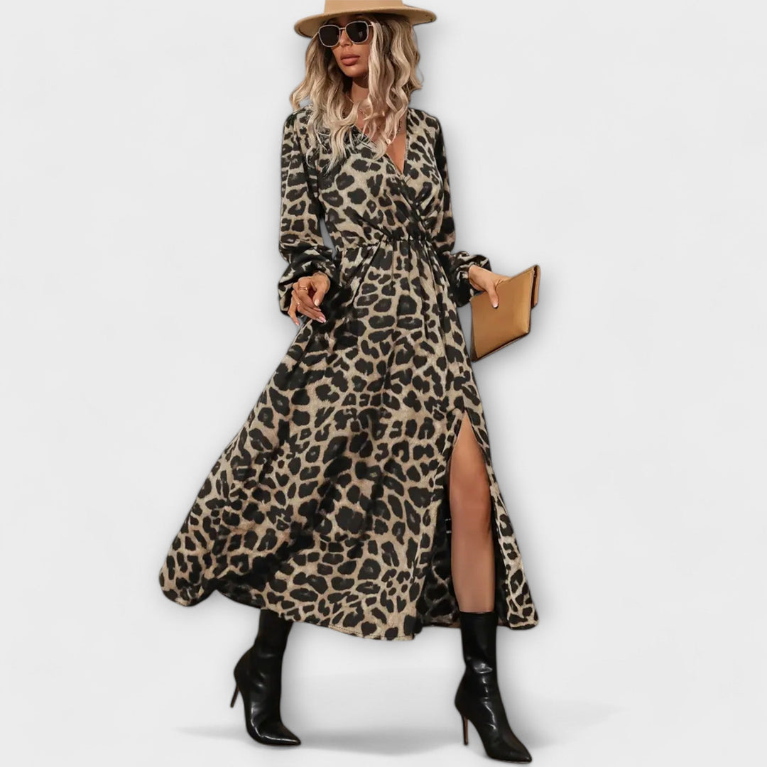 Carolina | Vestido maxi con estampado de leopardo
