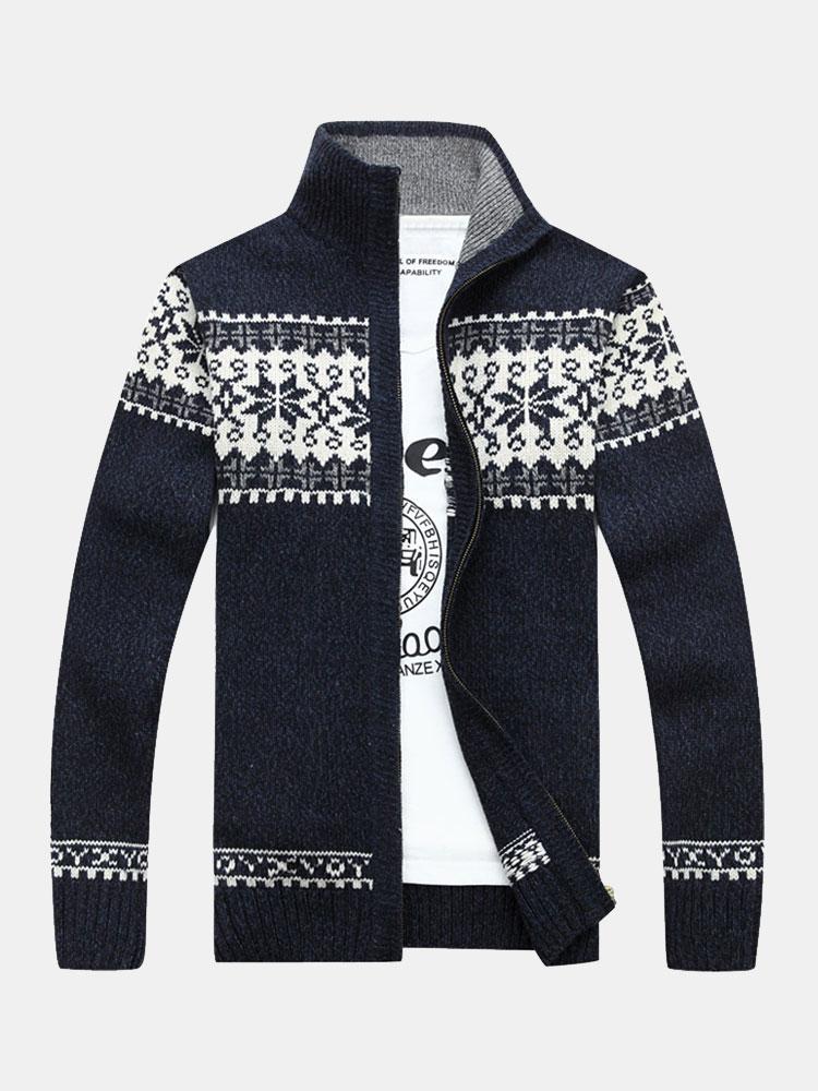 Faustino | Chaqueta navideña de punto con estampado geométrico y cremallera