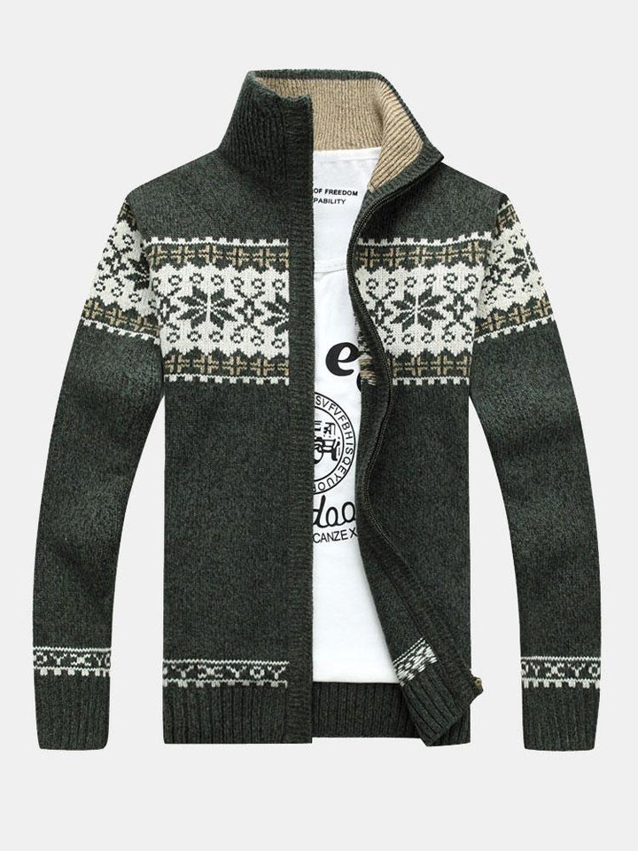 Faustino | Chaqueta navideña de punto con estampado geométrico y cremallera