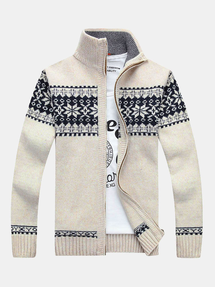 Faustino | Chaqueta navideña de punto con estampado geométrico y cremallera