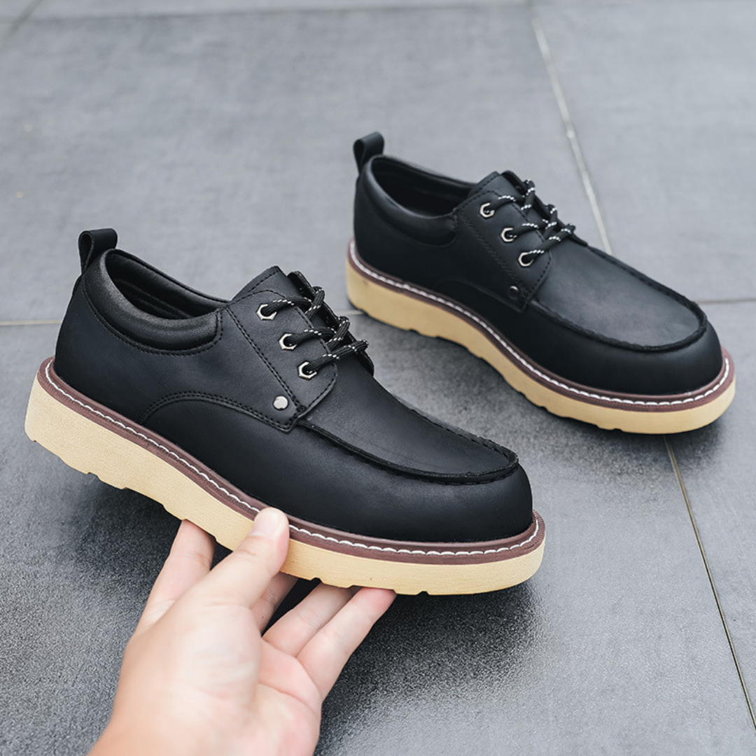 Francisco | Zapatos retro negros de cordones