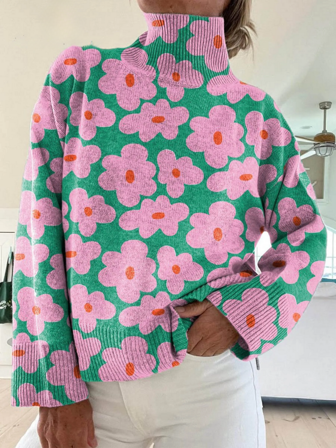 Fuensanta | Jersey de cuello alto de punto con flores