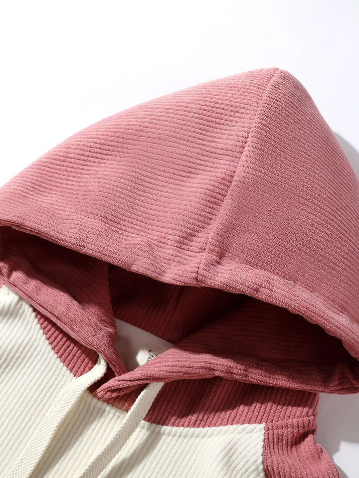 Gaspar | Sudadera con capucha con paneles de pana y mangas raglán