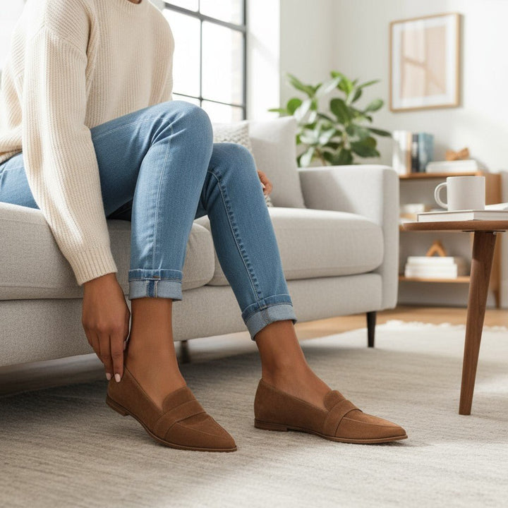 Gloria | Mocasines grises efecto ante