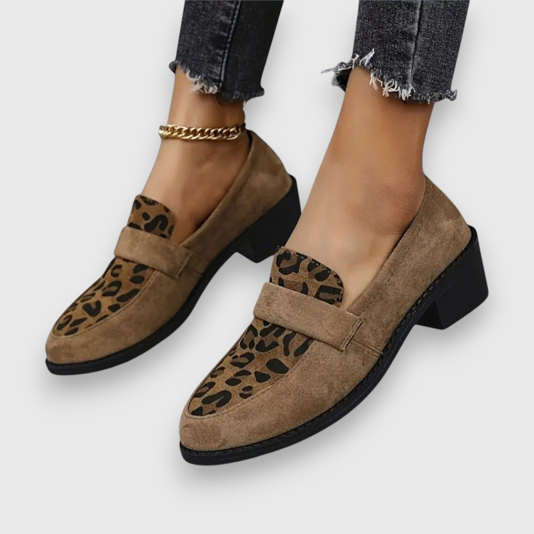 Guadalupe | Mocasines marrones con estampado animal