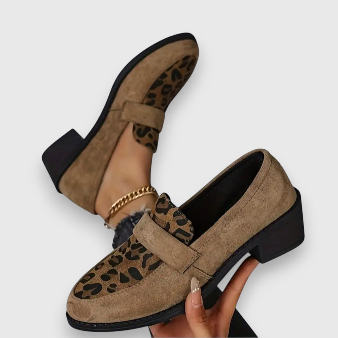Guadalupe | Mocasines marrones con estampado animal