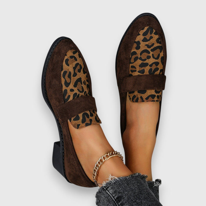 Guadalupe | Mocasines marrones con estampado animal