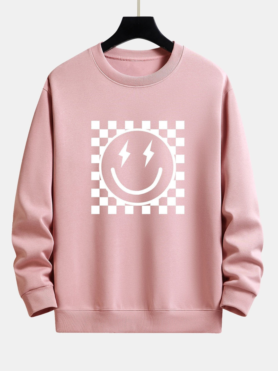 Héctor | Sudadera con estampado de tablero de ajedrez y smileys