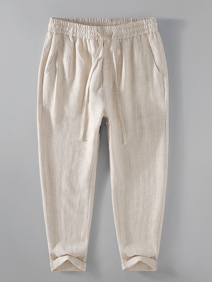 Hermenegildo | Pantalón cropped de lino a rayas