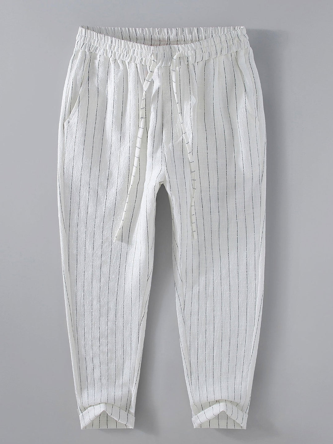 Hermenegildo | Pantalón cropped de lino a rayas