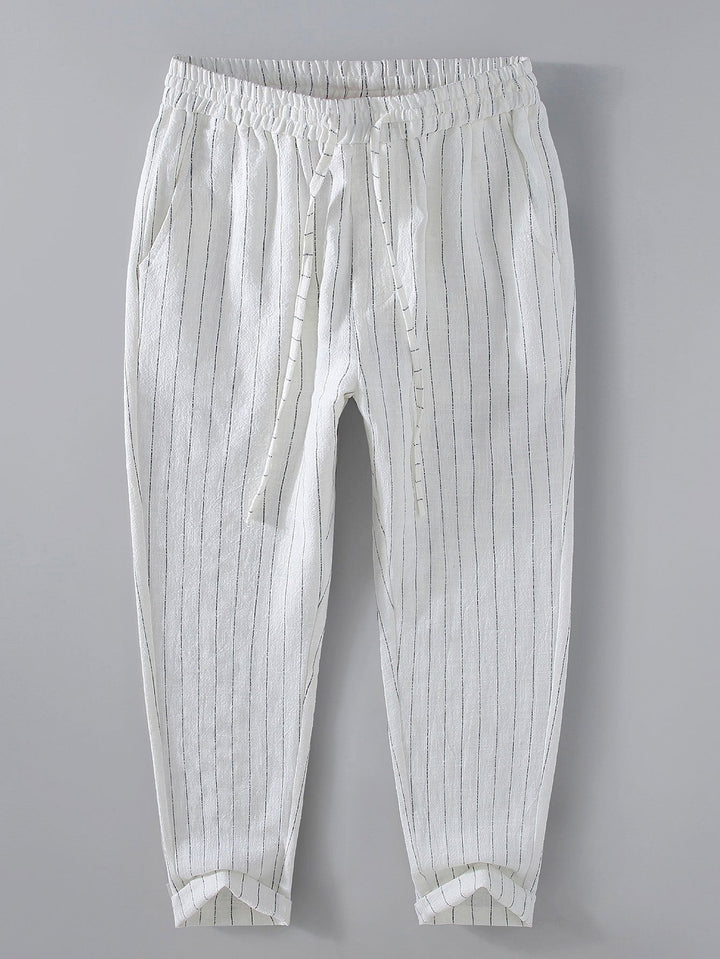 Hermenegildo | Pantalón cropped de lino a rayas