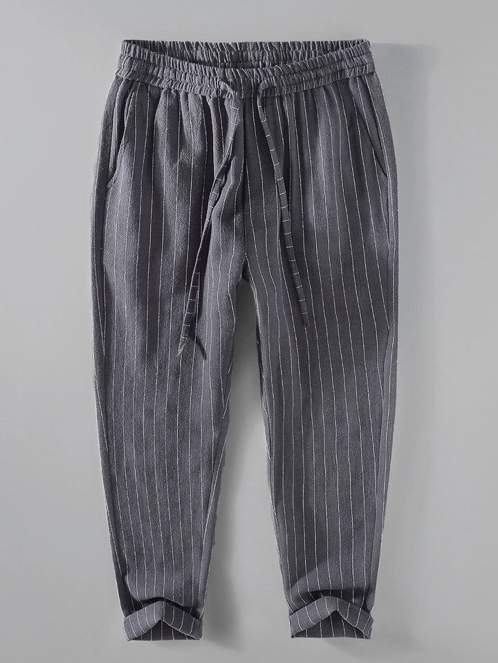 Hermenegildo | Pantalón cropped de lino a rayas