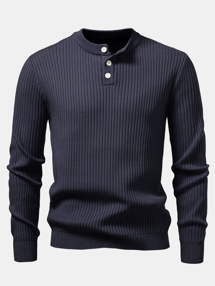 Honorio | Jersey acanalado con cuello henley