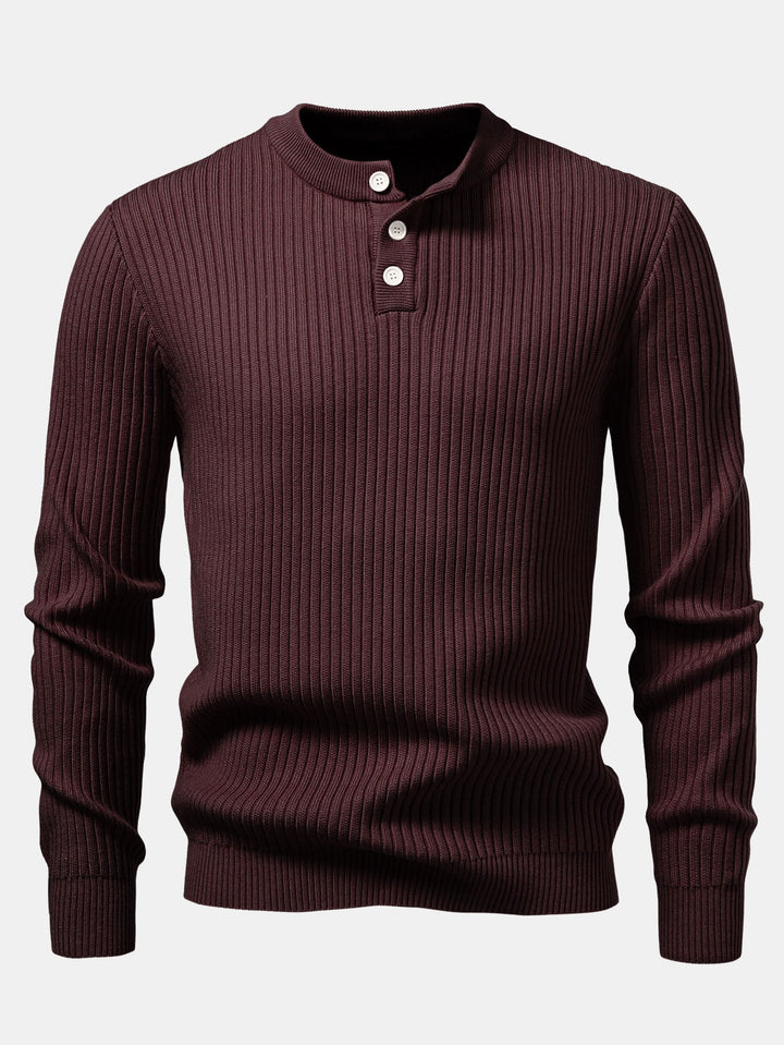 Honorio | Jersey acanalado con cuello henley