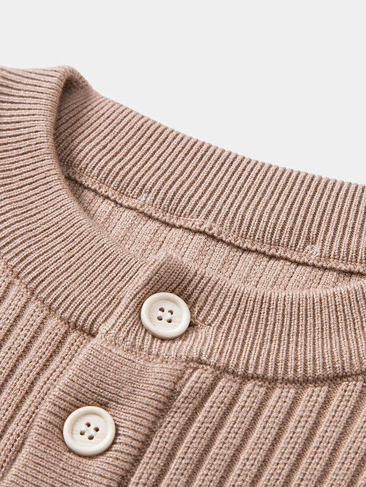 Honorio | Jersey acanalado con cuello henley