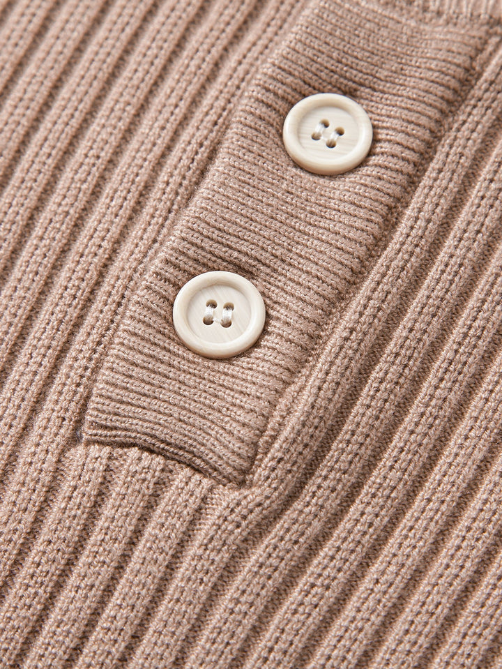Honorio | Jersey acanalado con cuello henley