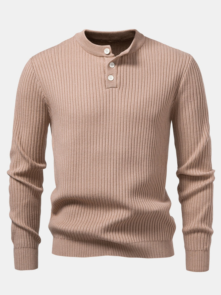 Honorio | Jersey acanalado con cuello henley