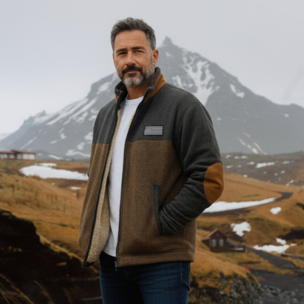 Hugo | Forro polar marrón con paneles en contraste