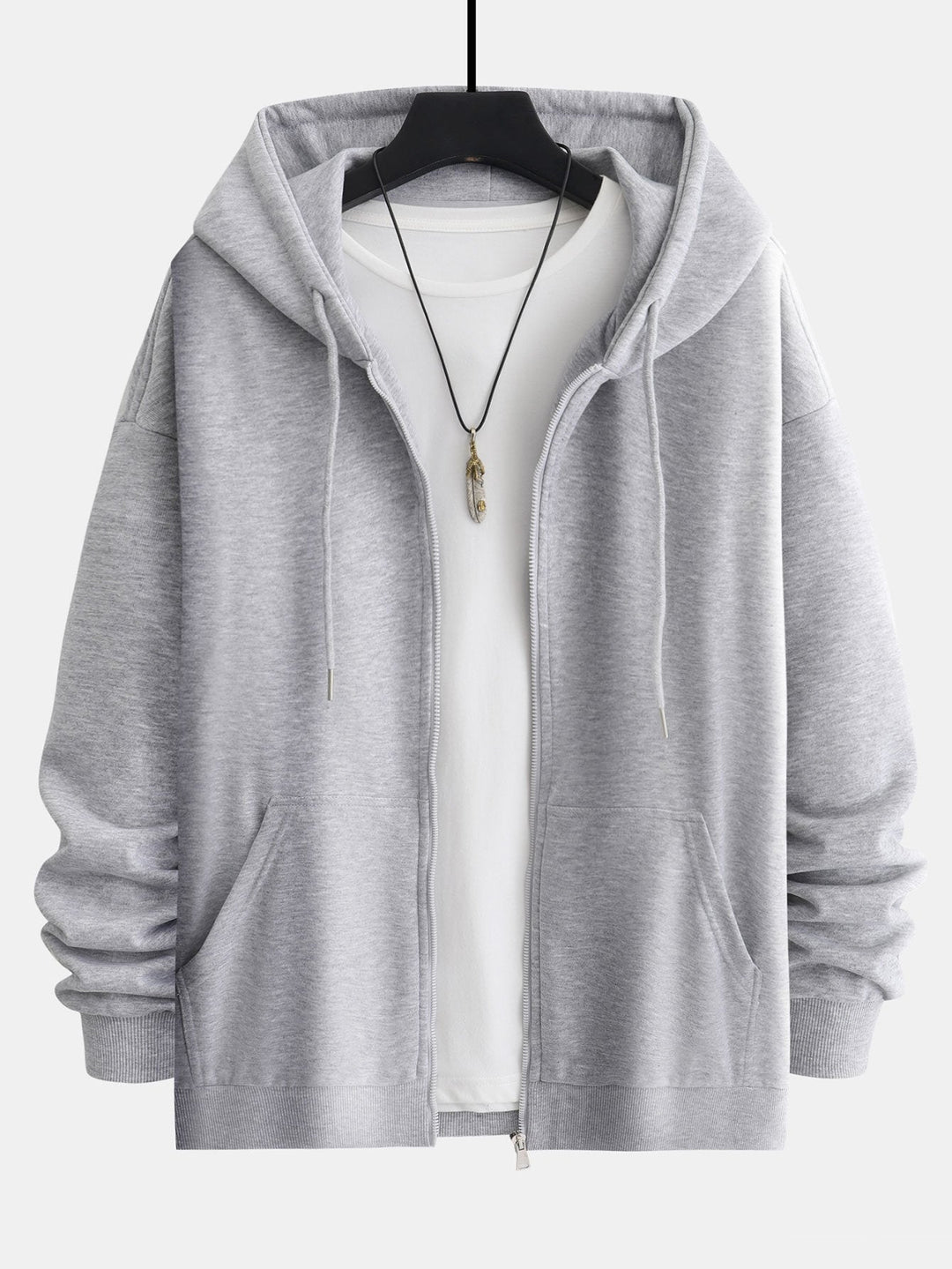 Humberto | Sudadera con capucha básica con cremallera y corte relajado