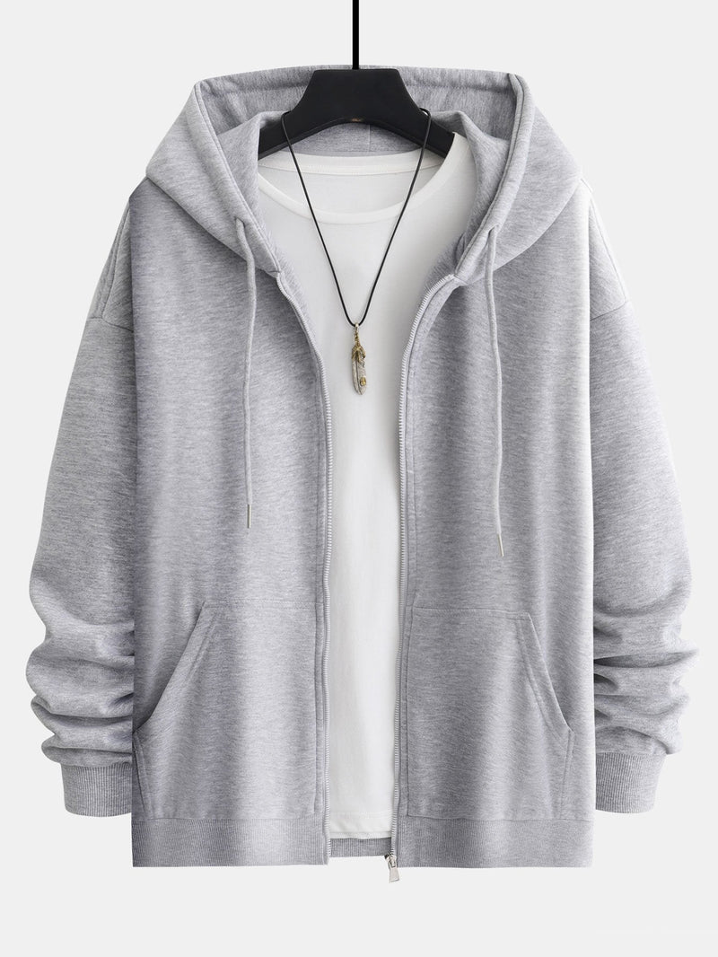 Humberto | Sudadera con capucha básica con cremallera y corte relajado