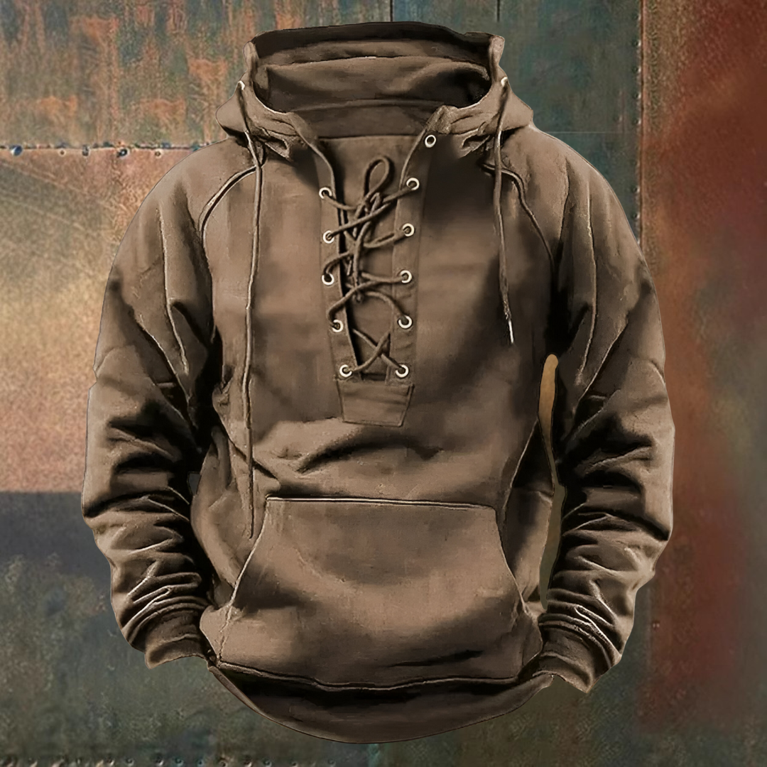 Ignacio | Sudadera marrón con capucha y cordón