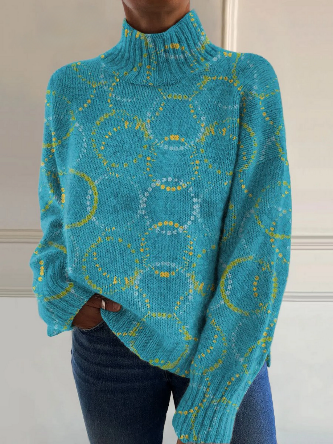 Inmaculada | Jersey de cuello alto con estampado de círculos
