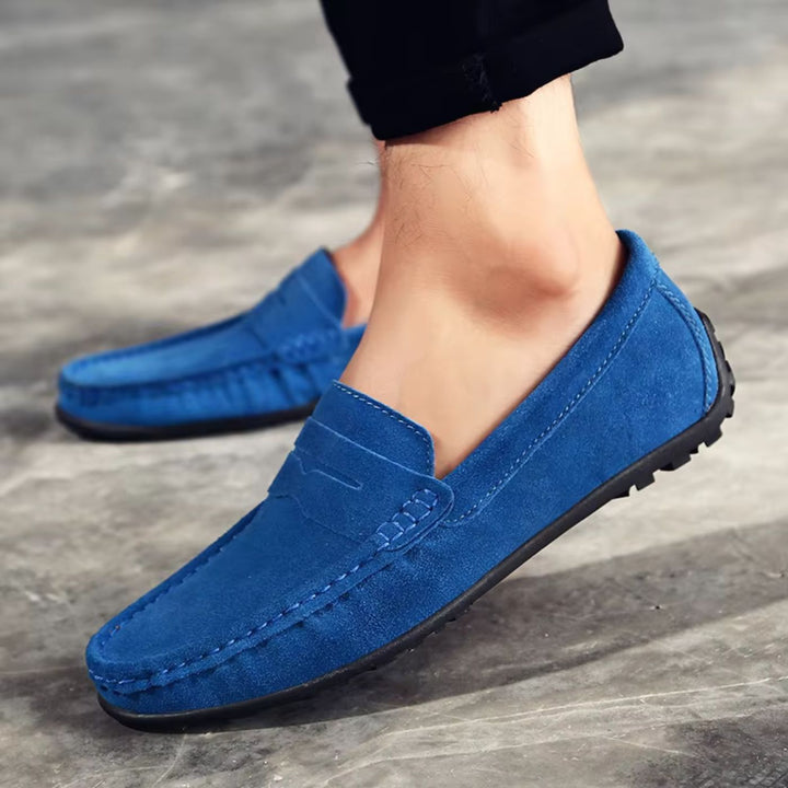Inocencio | Mocasines azules de ante suave