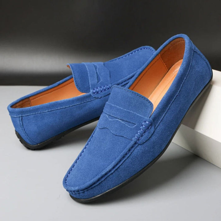 Inocencio | Mocasines azules de ante suave