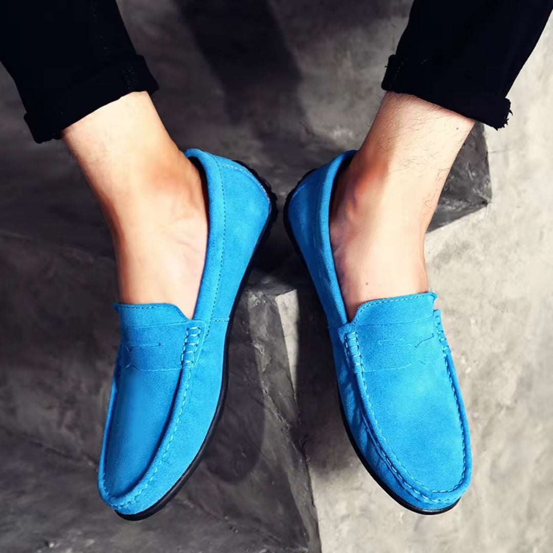 Inocencio | Mocasines azules de ante suave