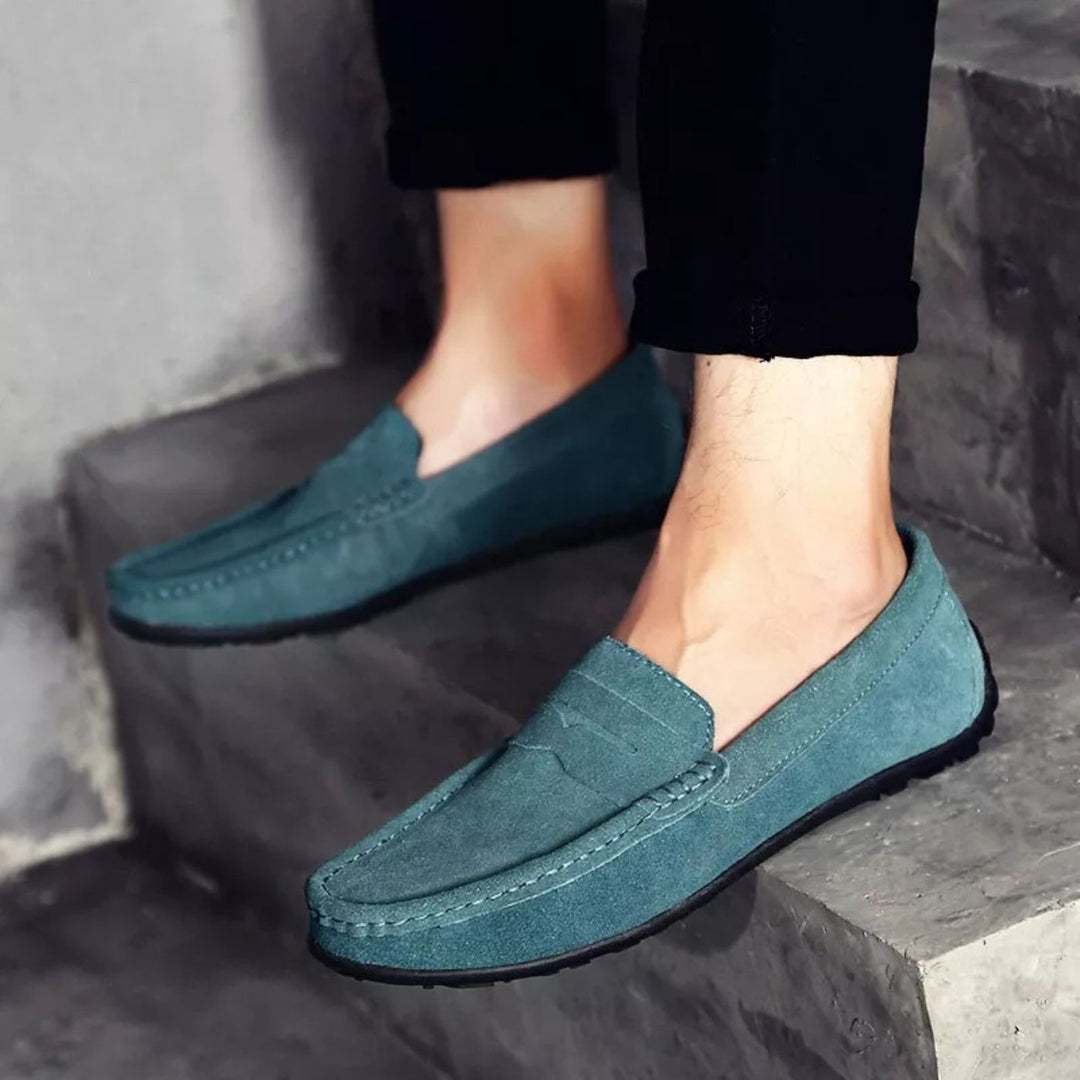 Inocencio | Mocasines azules de ante suave