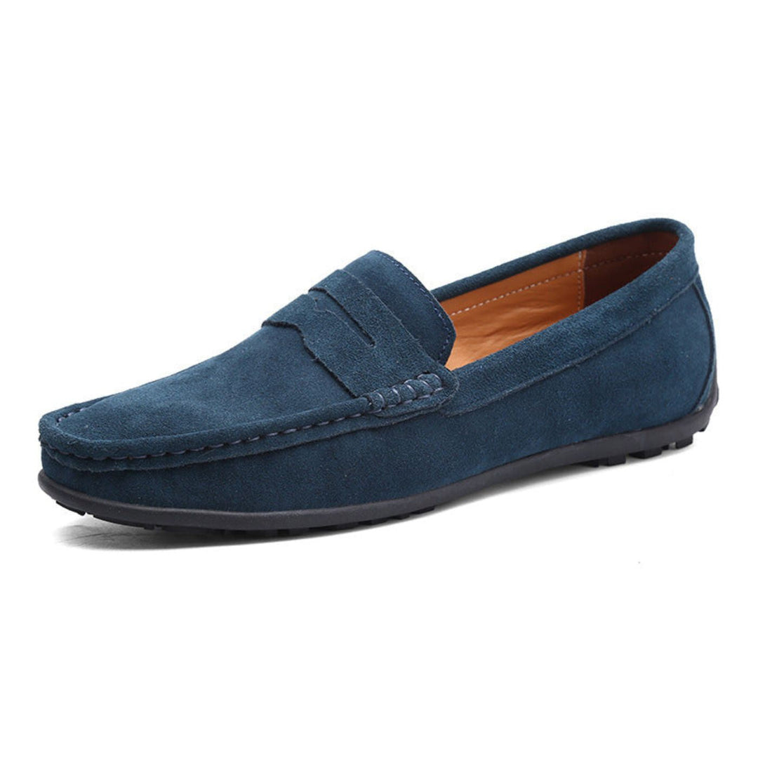 Inocencio | Mocasines azules de ante suave