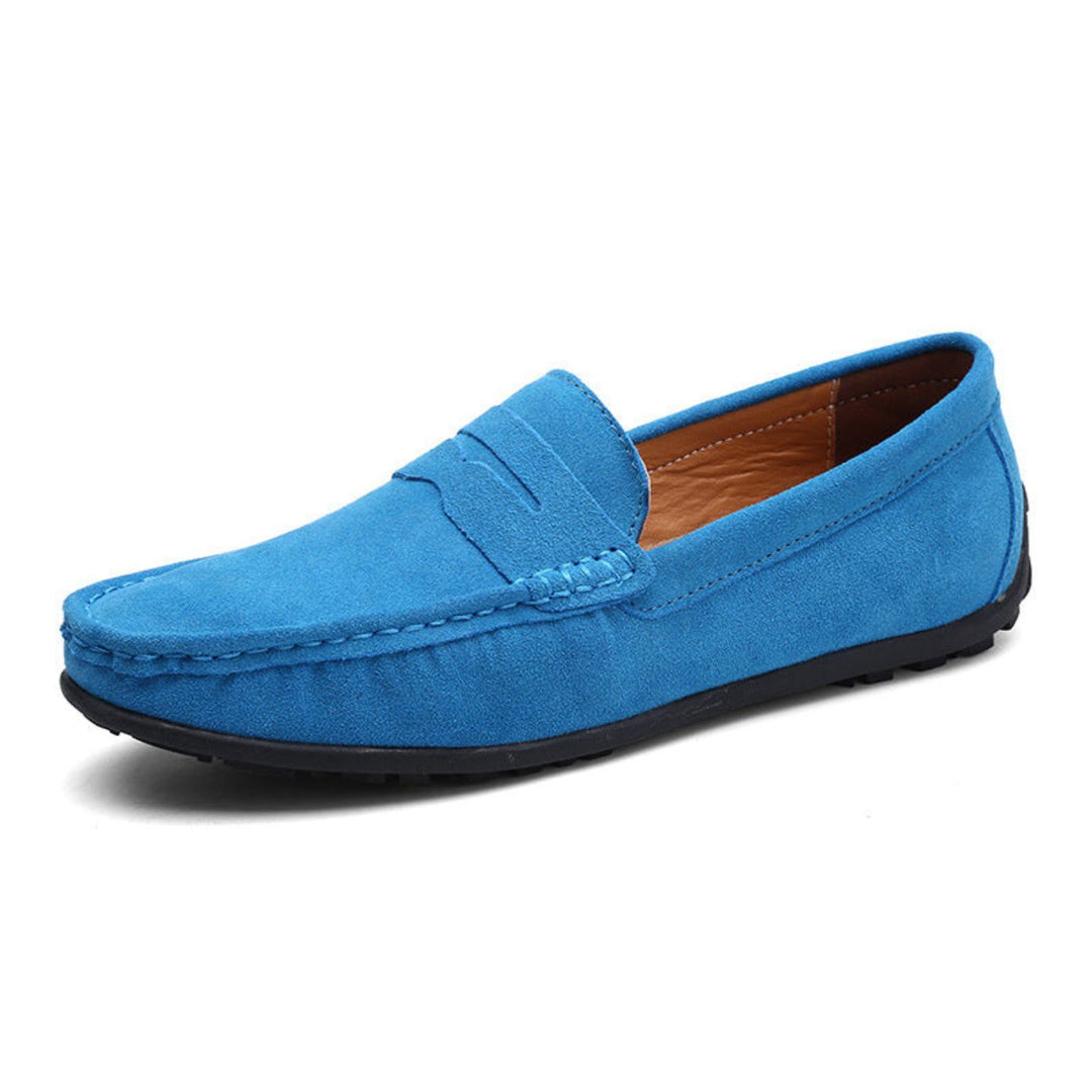 Inocencio | Mocasines azules de ante suave
