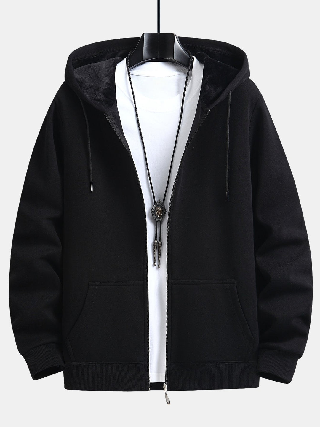Jacobo | Sudadera con capucha con forro de pelo, cremallera y corte relajado