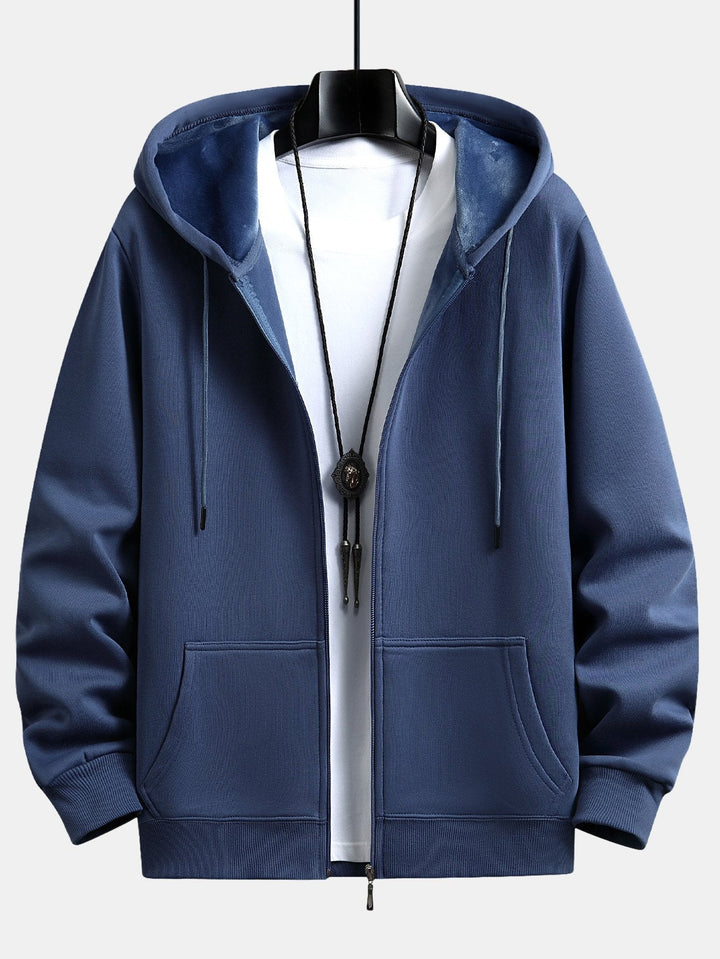Jacobo | Sudadera con capucha con forro de pelo, cremallera y corte relajado