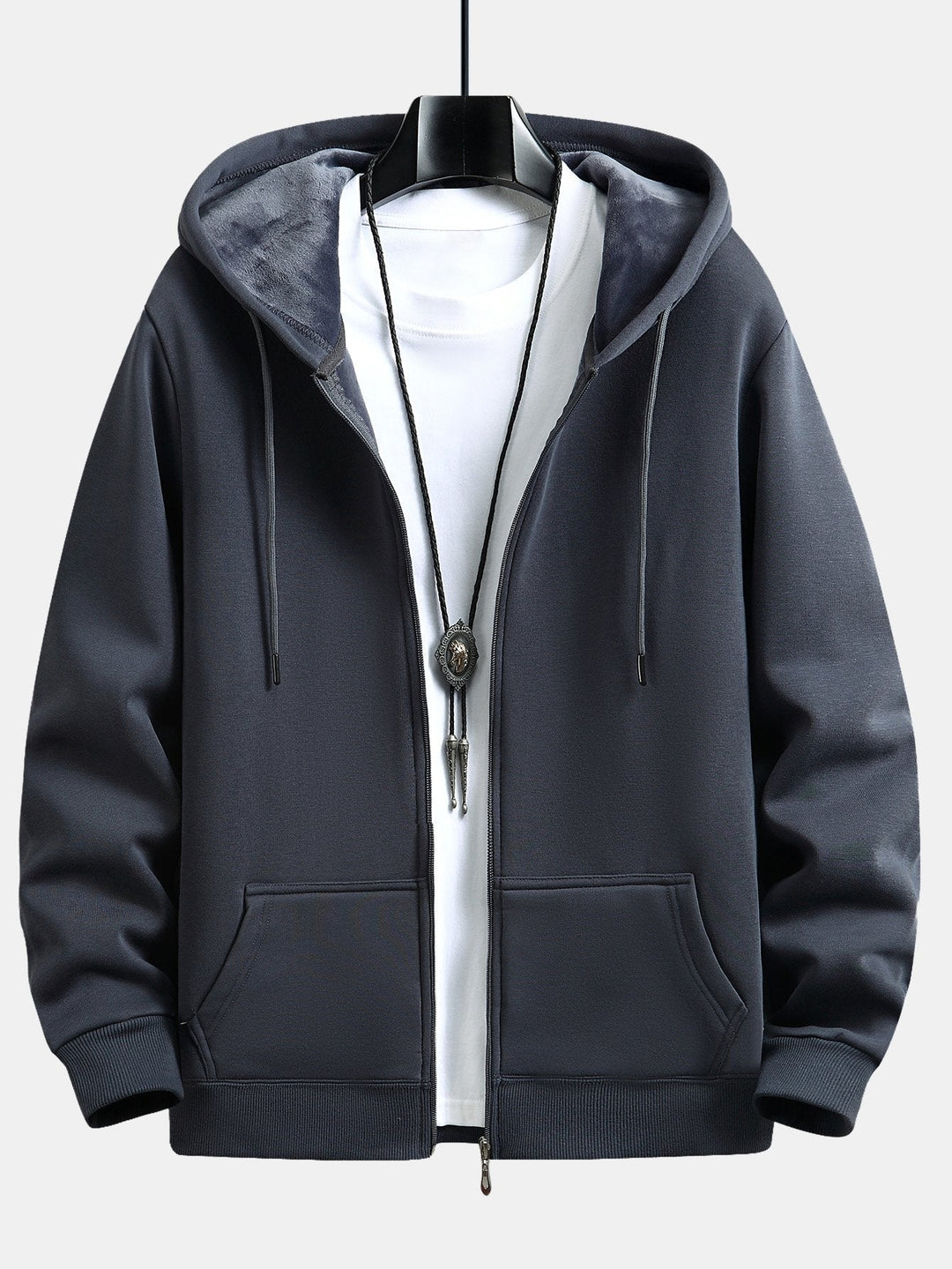 Jacobo | Sudadera con capucha con forro de pelo, cremallera y corte relajado